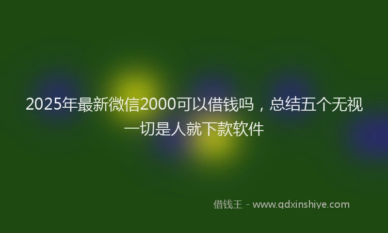 2025年最新微信2000可以借钱吗，总结五个无视一切是人就下款软件