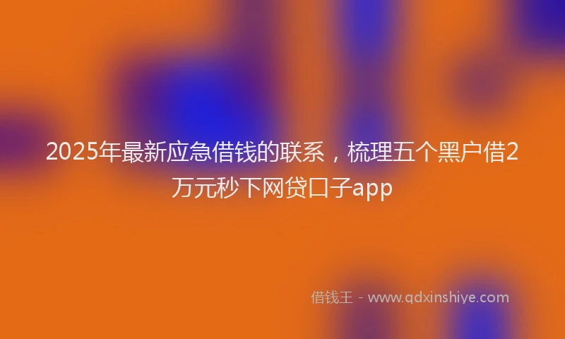 2025年最新应急借钱的联系，梳理五个黑户借2万元秒下网贷口子app