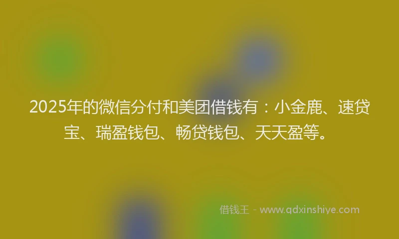 2025年的微信分付和美团借钱有：小金鹿、速贷宝、瑞盈钱包、畅贷钱包、天天盈等。