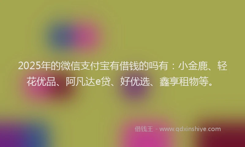 2025年的微信支付宝有借钱的吗有：小金鹿、轻花优品、阿凡达e贷、好优选、鑫享租物等。