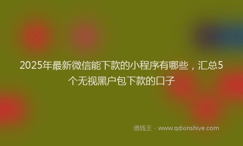 2025年最新微信能下款的小程序有哪些，汇总5个无视黑户包下款的口子