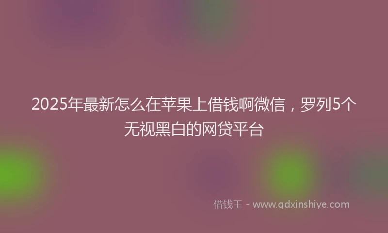 2025年最新怎么在苹果上借钱啊微信，罗列5个无视黑白的网贷平台