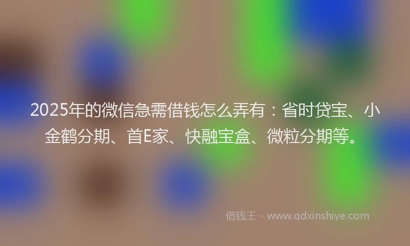 2025年的微信急需借钱怎么弄有：省时贷宝、小金鹤分期、首E家、快融宝盒、微粒分期等。