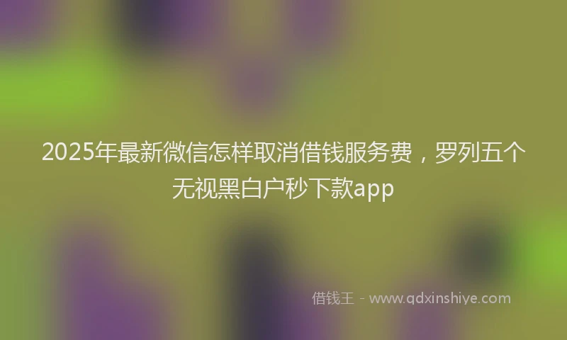 2025年最新微信怎样取消借钱服务费，罗列五个无视黑白户秒下款app