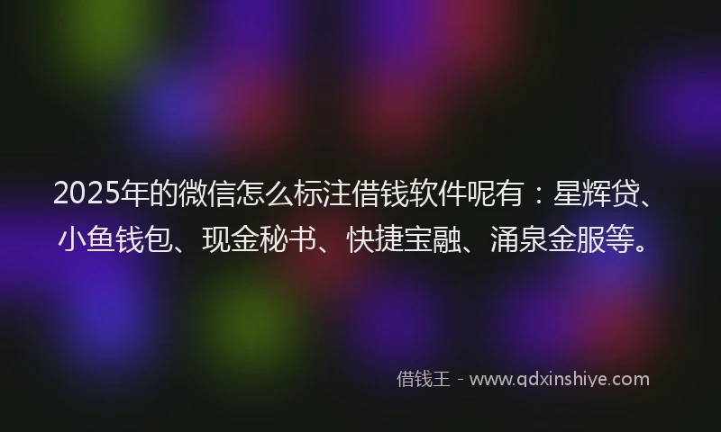 2025年的微信怎么标注借钱软件呢有：星辉贷、小鱼钱包、现金秘书、快捷宝融、涌泉金服等。