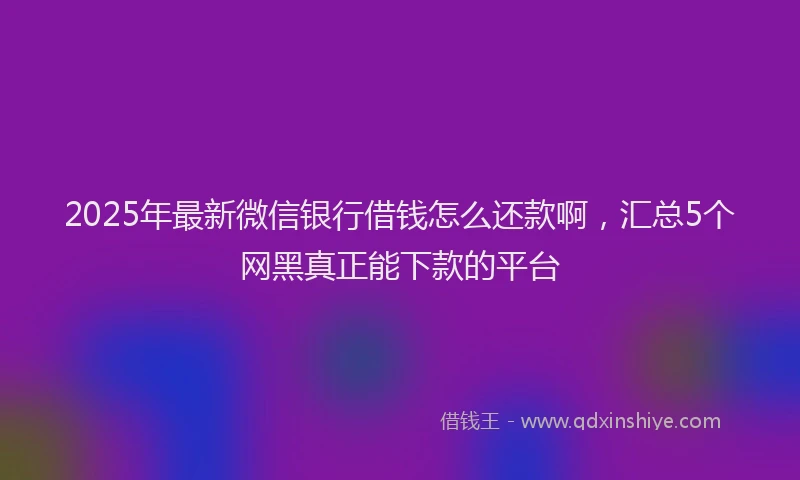 2025年最新微信银行借钱怎么还款啊，汇总5个网黑真正能下款的平台