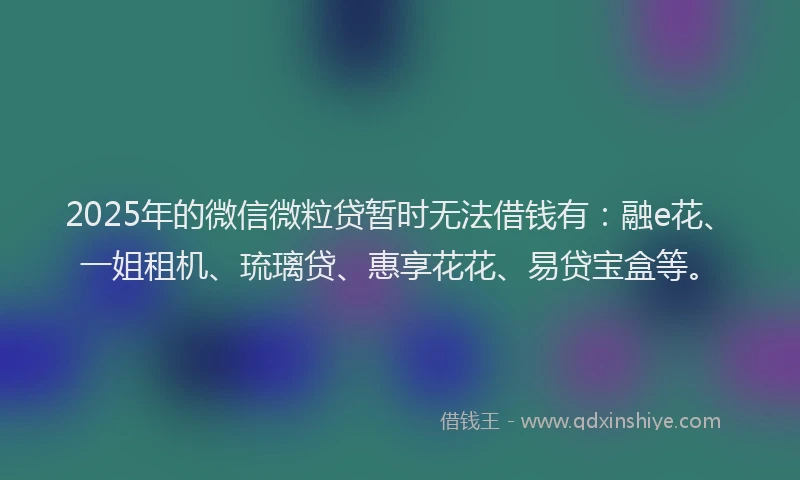 2025年的微信微粒贷暂时无法借钱有：融e花、一姐租机、琉璃贷、惠享花花、易贷宝盒等。