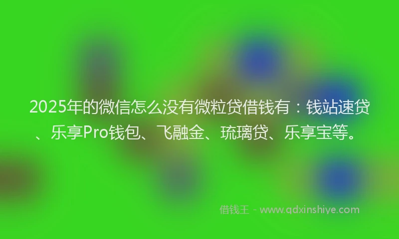2025年的微信怎么没有微粒贷借钱有：钱站速贷、乐享Pro钱包、飞融金、琉璃贷、乐享宝等。