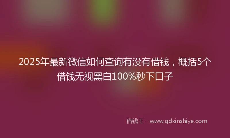 2025年最新微信如何查询有没有借钱，概括5个借钱无视黑白100%秒下口子