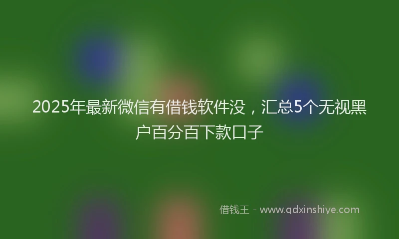 2025年最新微信有借钱软件没，汇总5个无视黑户百分百下款口子