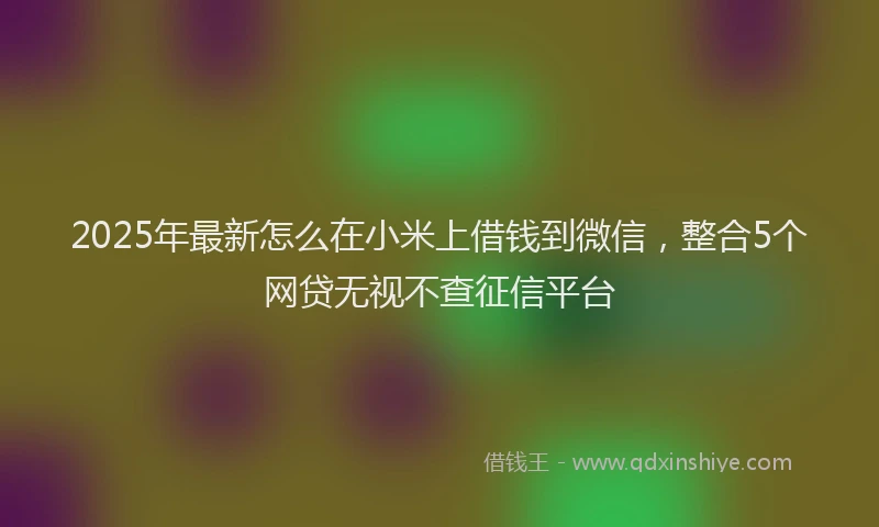 2025年最新怎么在小米上借钱到微信，整合5个网贷无视不查征信平台