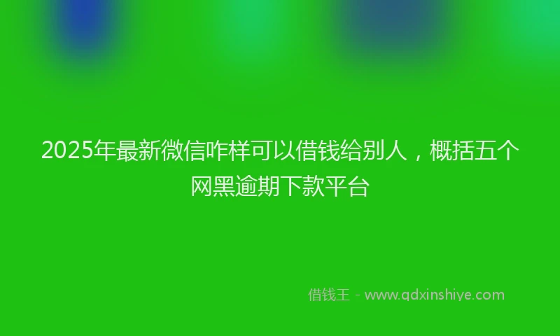 2025年最新微信咋样可以借钱给别人，概括五个网黑逾期下款平台