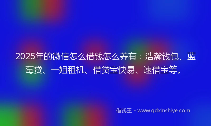 2025年的微信怎么借钱怎么养有：浩瀚钱包、蓝莓贷、一姐租机、借贷宝快易、速借宝等。