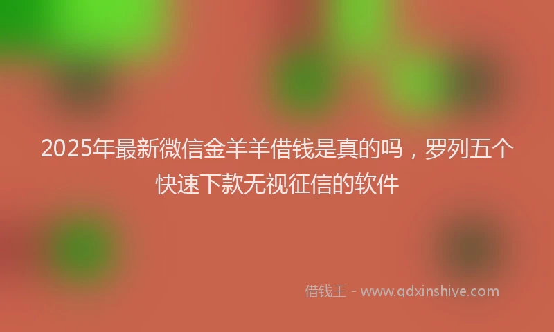 2025年最新微信金羊羊借钱是真的吗，罗列五个快速下款无视征信的软件