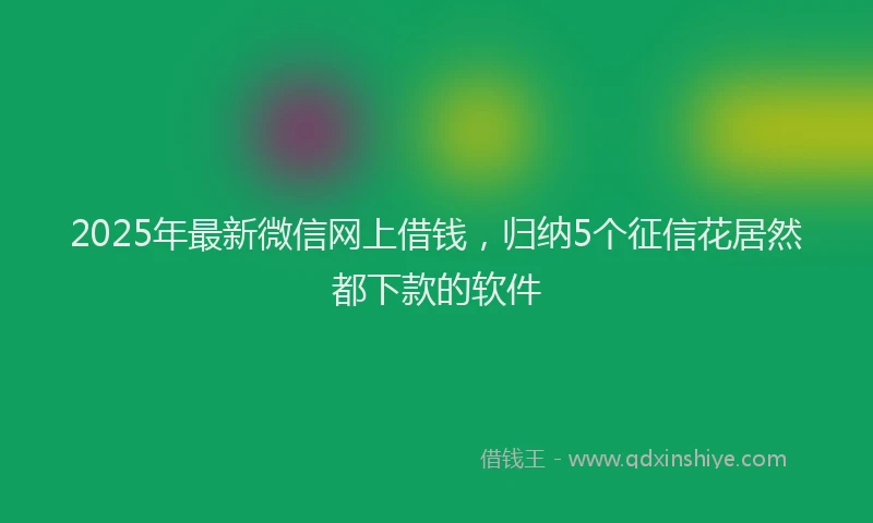 2025年最新微信网上借钱，归纳5个征信花居然都下款的软件