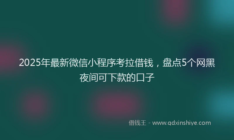 2025年最新微信小程序考拉借钱，盘点5个网黑夜间可下款的口子