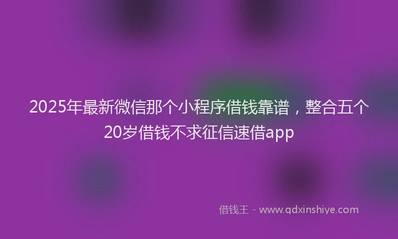 2025年最新微信那个小程序借钱靠谱，整合五个20岁借钱不求征信速借app