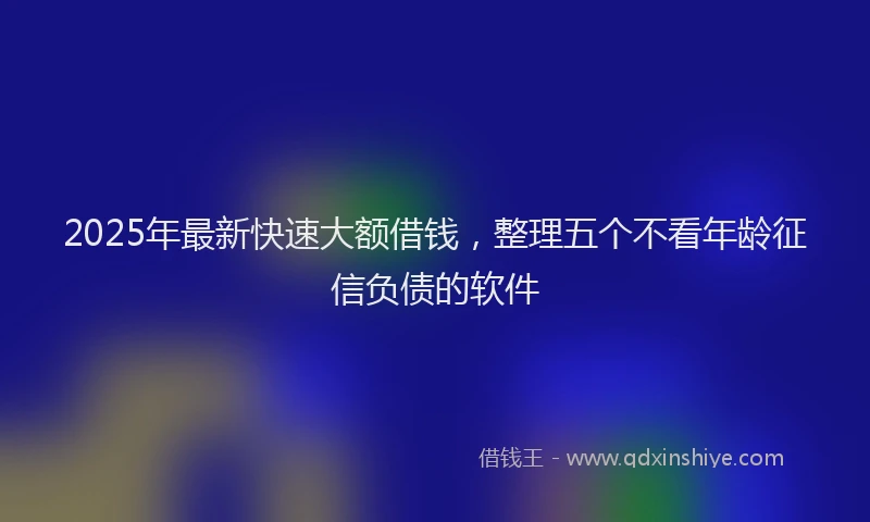 2025年最新快速大额借钱，整理五个不看年龄征信负债的软件