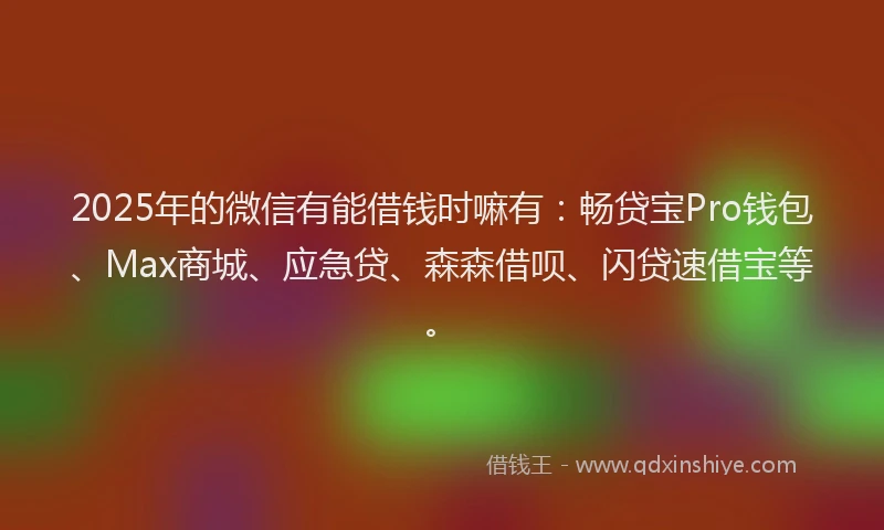 2025年的微信有能借钱时嘛有：畅贷宝Pro钱包、Max商城、应急贷、森森借呗、闪贷速借宝等。