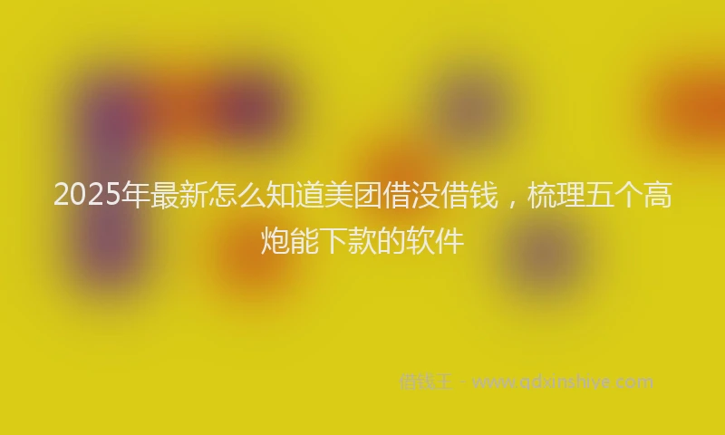 2025年最新怎么知道美团借没借钱，梳理五个高炮能下款的软件