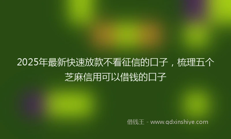 2025年最新快速放款不看征信的口子，梳理五个芝麻信用可以借钱的口子