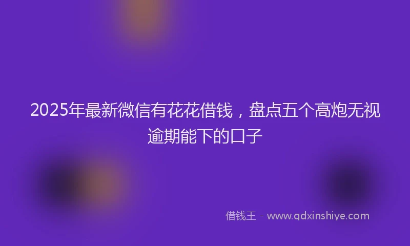 2025年最新微信有花花借钱，盘点五个高炮无视逾期能下的口子