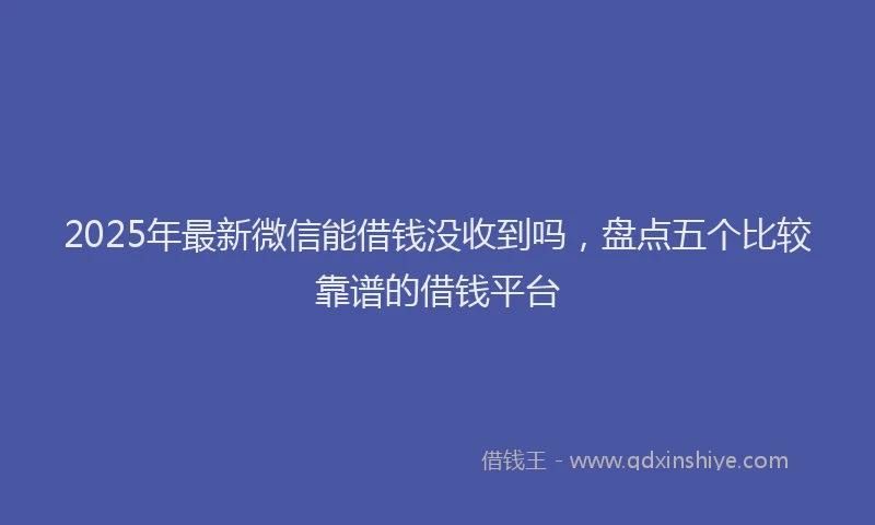 2025年最新微信能借钱没收到吗，盘点五个比较靠谱的借钱平台
