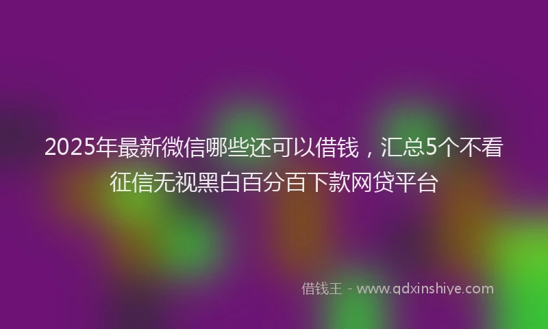 2025年最新微信哪些还可以借钱，汇总5个不看征信无视黑白百分百下款网贷平台