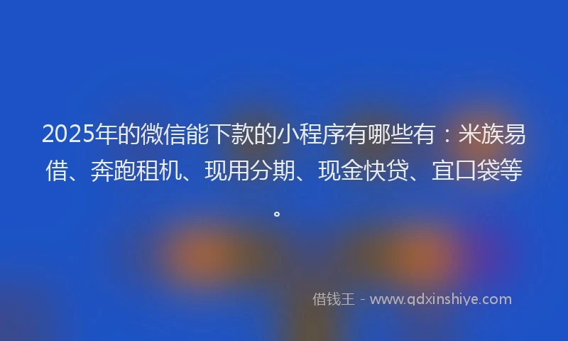 2025年的微信能下款的小程序有哪些有：米族易借、奔跑租机、现用分期、现金快贷、宜口袋等。