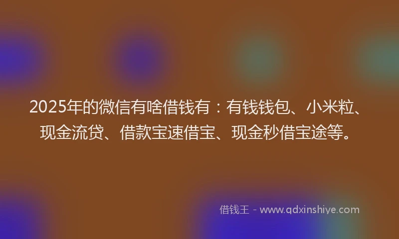 2025年的微信有啥借钱有：有钱钱包、小米粒、现金流贷、借款宝速借宝、现金秒借宝途等。