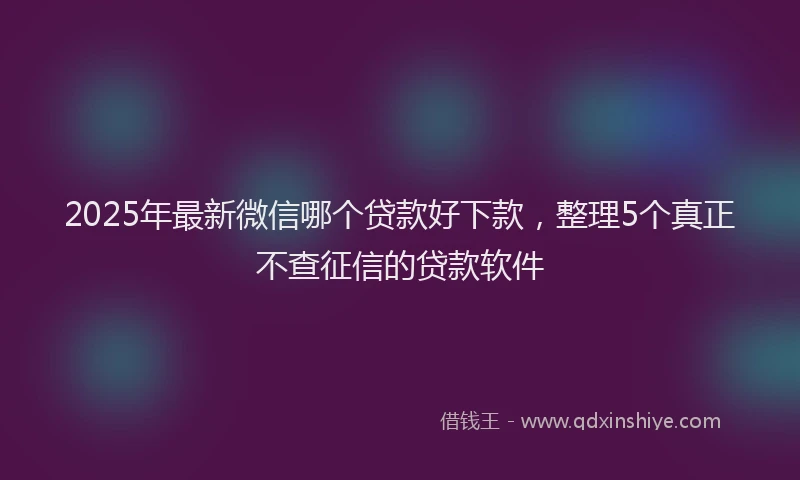 2025年最新微信哪个贷款好下款，整理5个真正不查征信的贷款软件