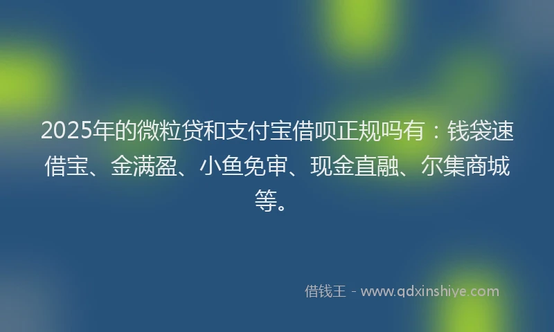 2025年的微粒贷和支付宝借呗正规吗有：钱袋速借宝、金满盈、小鱼免审、现金直融、尔集商城等。