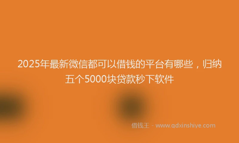 2025年最新微信都可以借钱的平台有哪些，归纳五个5000块贷款秒下软件