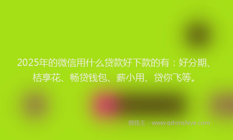 2025年的微信用什么贷款好下款的有：好分期、桔享花、畅贷钱包、薪小用、贷你飞等。