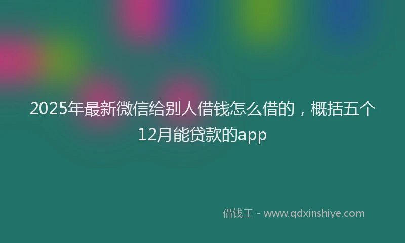 2025年最新微信给别人借钱怎么借的，概括五个12月能贷款的app