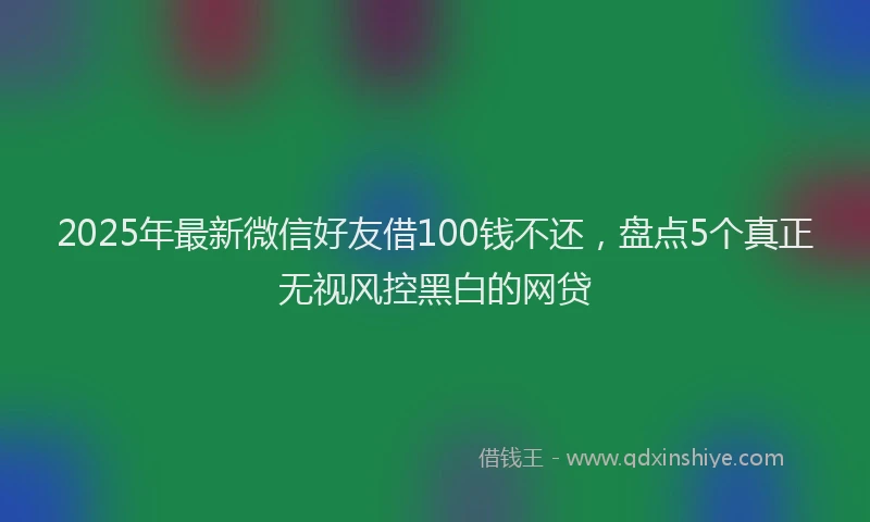 2025年最新微信好友借100钱不还，盘点5个真正无视风控黑白的网贷