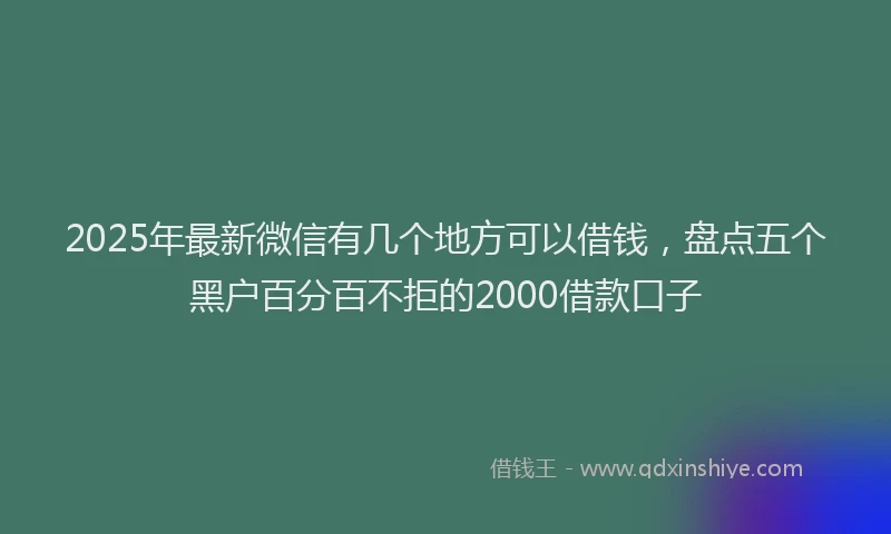 2025年最新微信有几个地方可以借钱，盘点五个黑户百分百不拒的2000借款口子