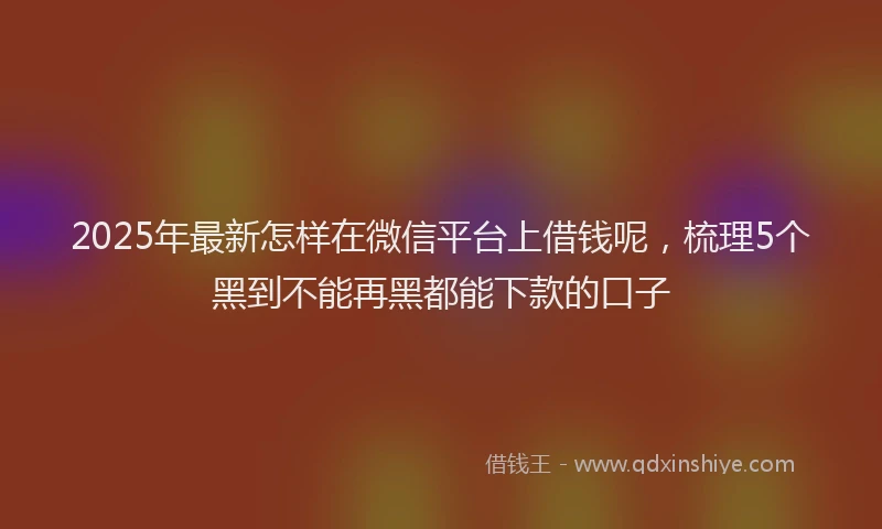 2025年最新怎样在微信平台上借钱呢，梳理5个黑到不能再黑都能下款的口子