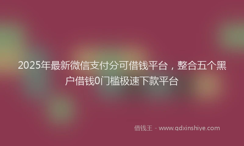 2025年最新微信支付分可借钱平台，整合五个黑户借钱0门槛极速下款平台
