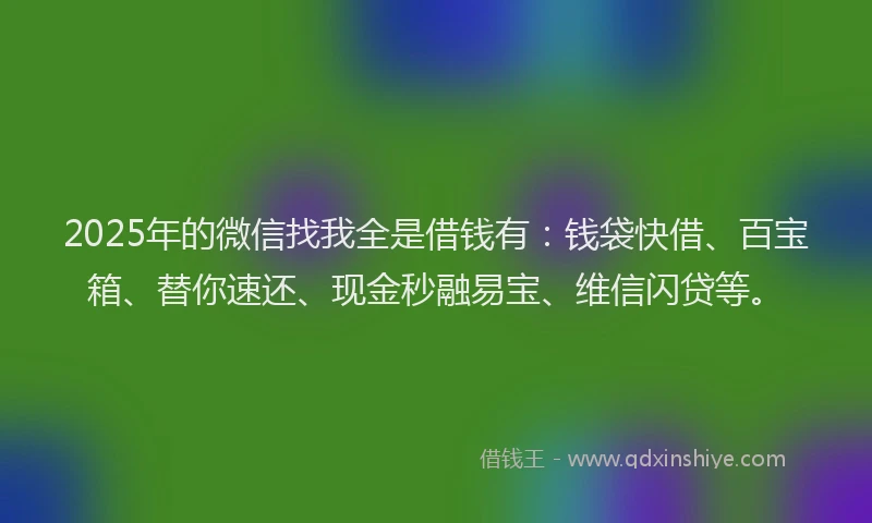 2025年的微信找我全是借钱有：钱袋快借、百宝箱、替你速还、现金秒融易宝、维信闪贷等。