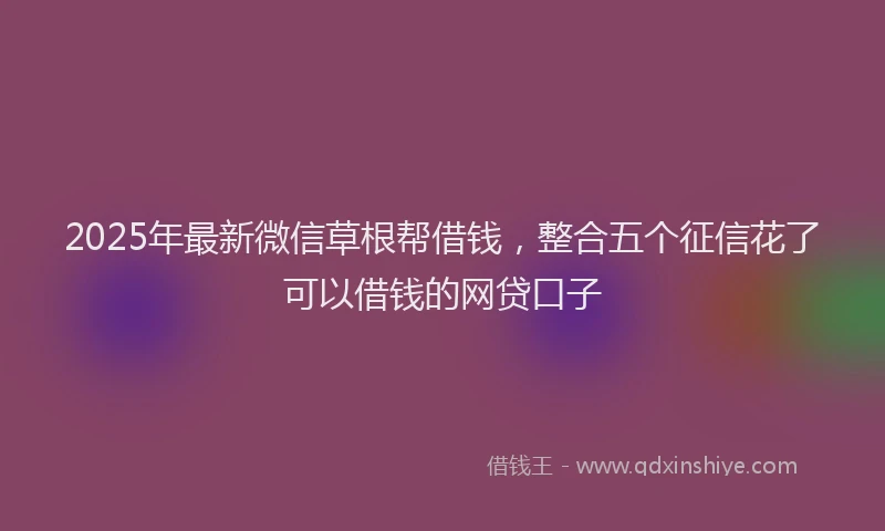 2025年最新微信草根帮借钱，整合五个征信花了可以借钱的网贷口子