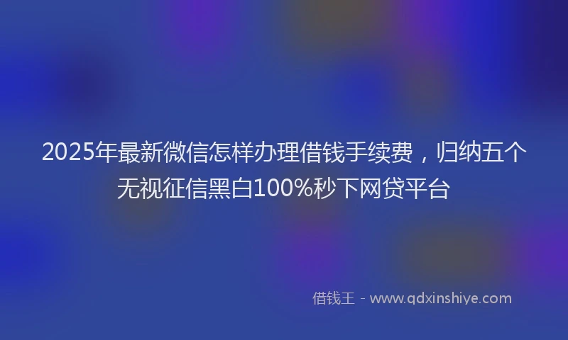 2025年最新微信怎样办理借钱手续费，归纳五个无视征信黑白100%秒下网贷平台