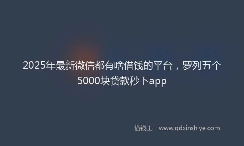 2025年最新微信都有啥借钱的平台，罗列五个5000块贷款秒下app