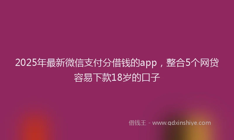 2025年最新微信支付分借钱的app，整合5个网贷容易下款18岁的口子