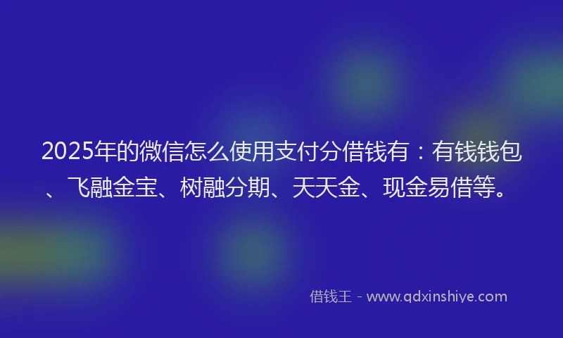 2025年的微信怎么使用支付分借钱有：有钱钱包、飞融金宝、树融分期、天天金、现金易借等。