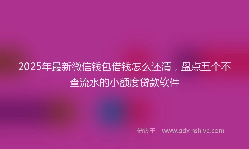 2025年最新微信钱包借钱怎么还清，盘点五个不查流水的小额度贷款软件