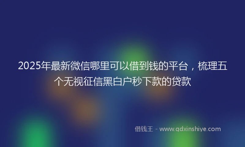 2025年最新微信哪里可以借到钱的平台，梳理五个无视征信黑白户秒下款的贷款