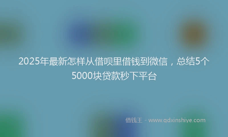 2025年最新怎样从借呗里借钱到微信，总结5个5000块贷款秒下平台