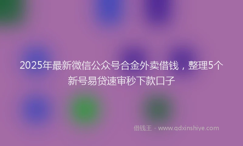 2025年最新微信公众号合金外卖借钱，整理5个新号易贷速审秒下款口子