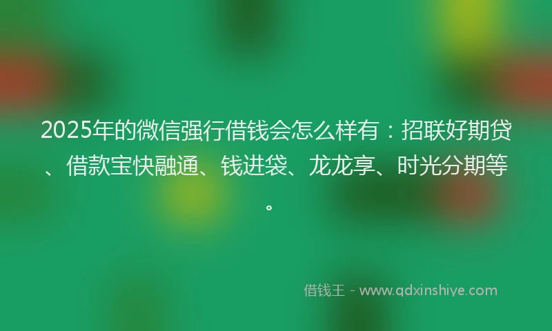 2025年的微信强行借钱会怎么样有：招联好期贷、借款宝快融通、钱进袋、龙龙享、时光分期等。